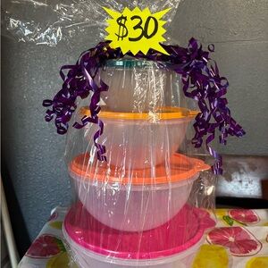 Tupperware Pink and Orange Serveware Tower